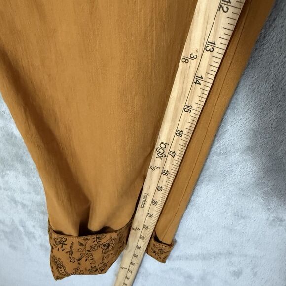 Anthropologie Pants Small Yellow Marigold Paper Bag Waist Belted Malin Cuffed - Picture 6 of 12